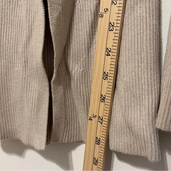 Abercrombie & Fitch Beige Ribbed Knit Flare Wide Leg Slit Pants Size Large - Picture 7 of 7